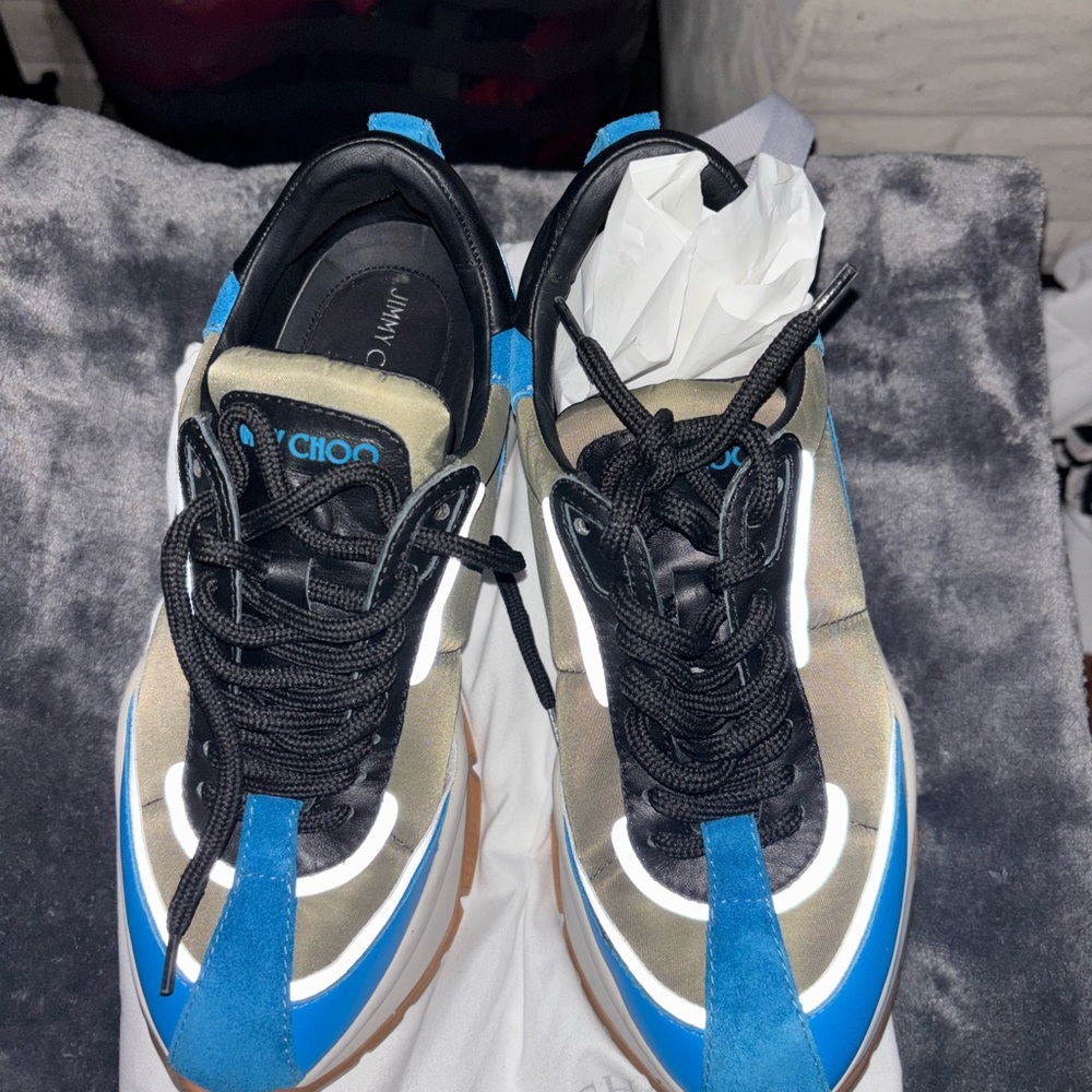 Jimmy Choo Blue and Black Chunky Sneakers